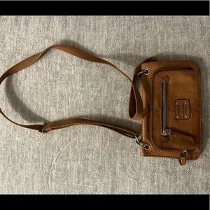 Fossil Brown Genuine Leather Cross Body Bag with Exceptional Functionality
